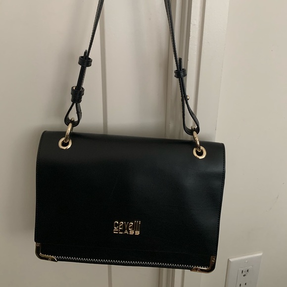 Roberto Cavalli leather shoulder bag - black/white - Picture 1 of 2